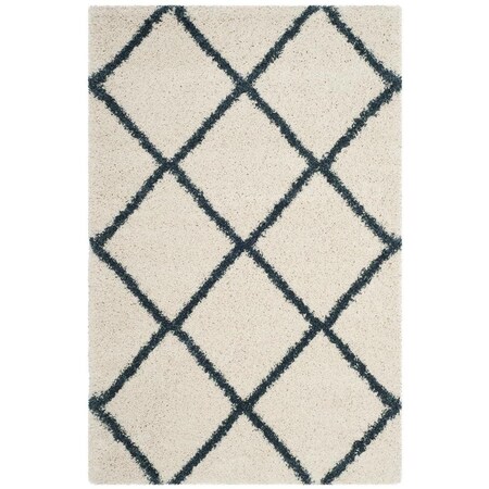 Flowers First 3 x 5 ft. Hudson Shag Power Loomed Rug, Ivory & Slate Blue - Small Rectangle FL1874477